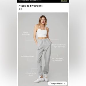 Selling BRAND NEW ALO accolade grey sweatpants . Size Large.